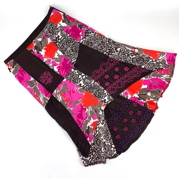 D.E.P.T. NWOT Brown and Pink Patchwork Style High Low Midi Skirt, XS - Picture 9 of 16